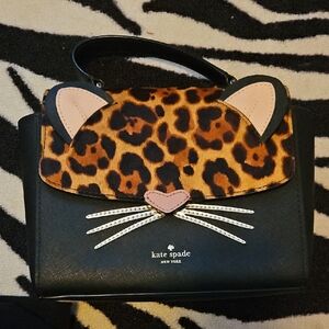 NWOT Kate Spade Leopard Cat Purse with Black and Brown